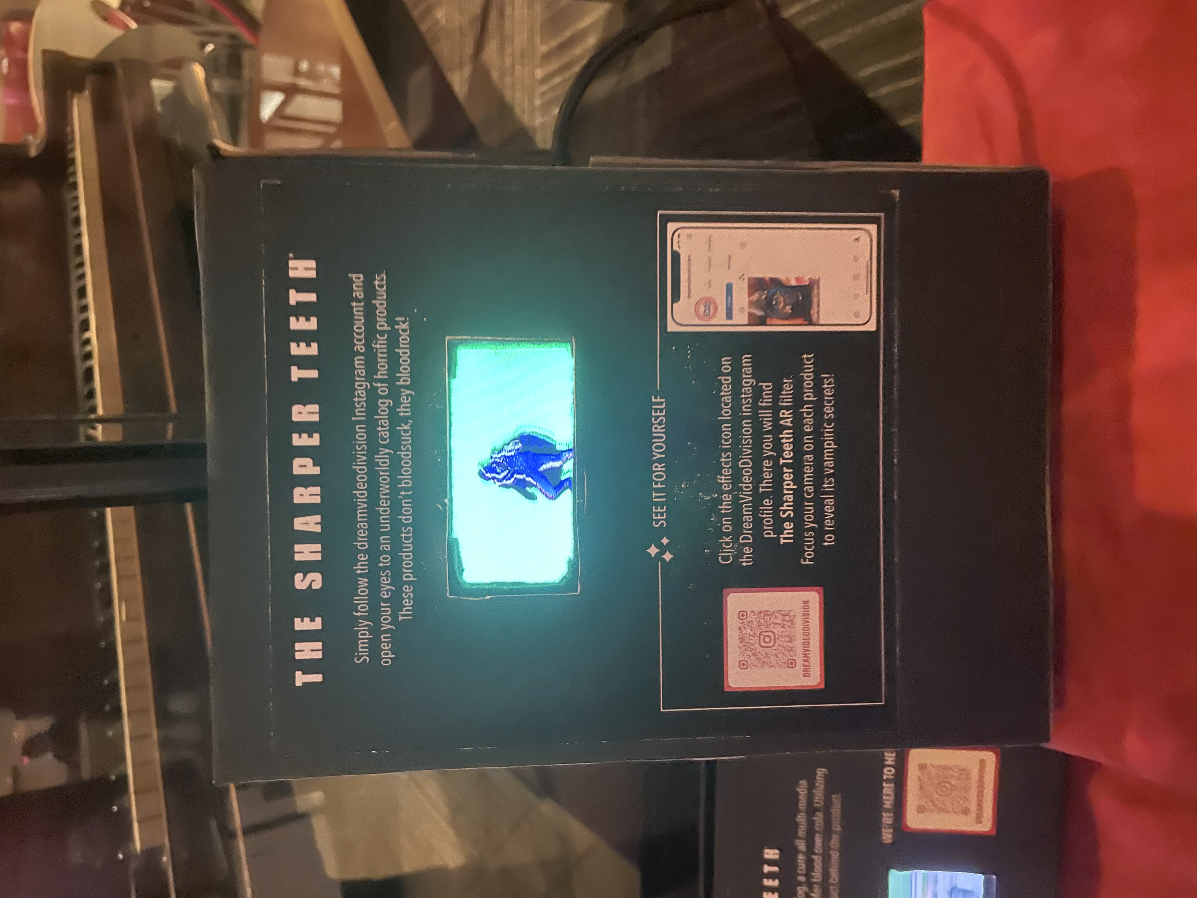 Sharper Teeth: product signage and AR filter instructions