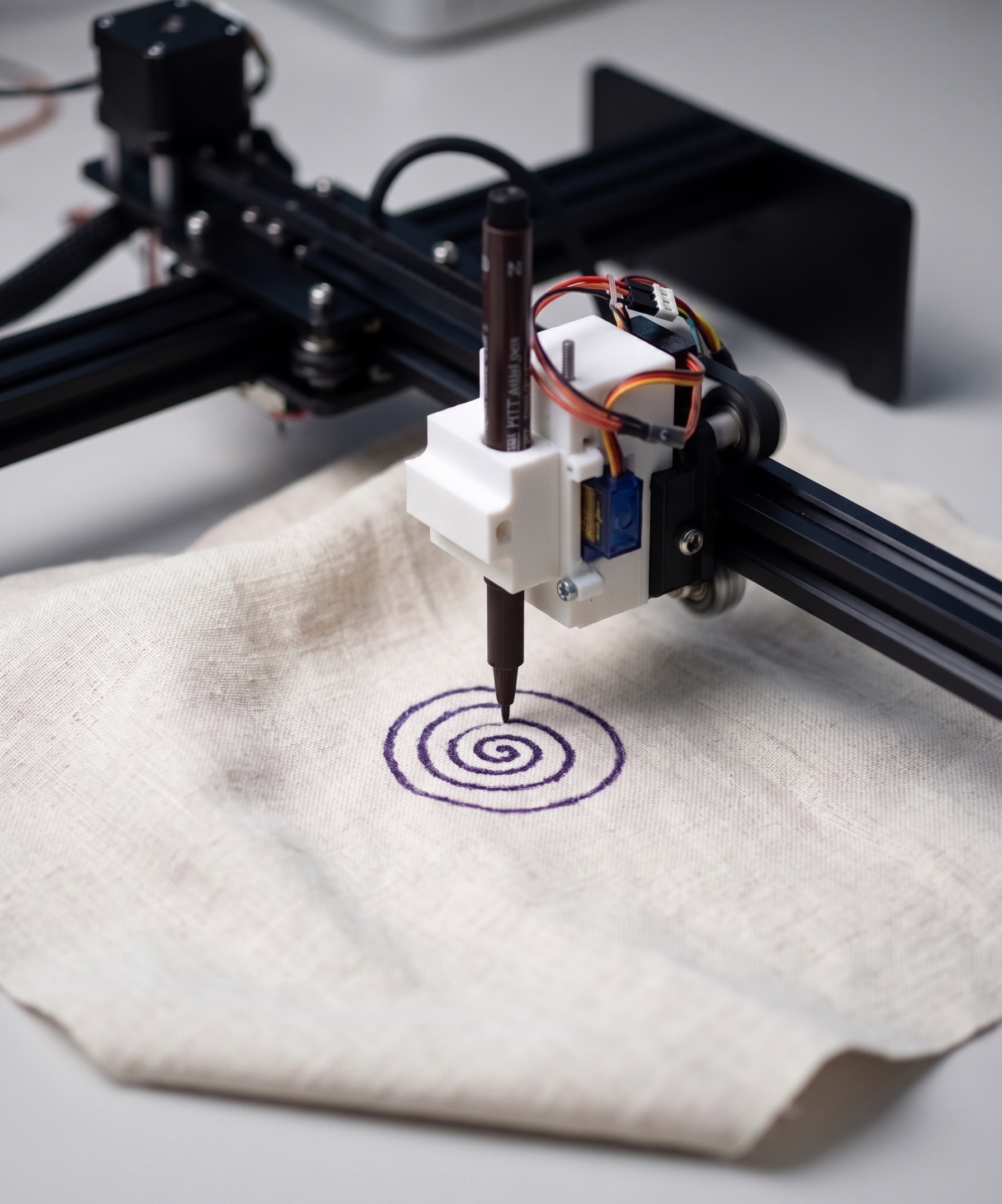 CNC plotter drawing a symbolic mark